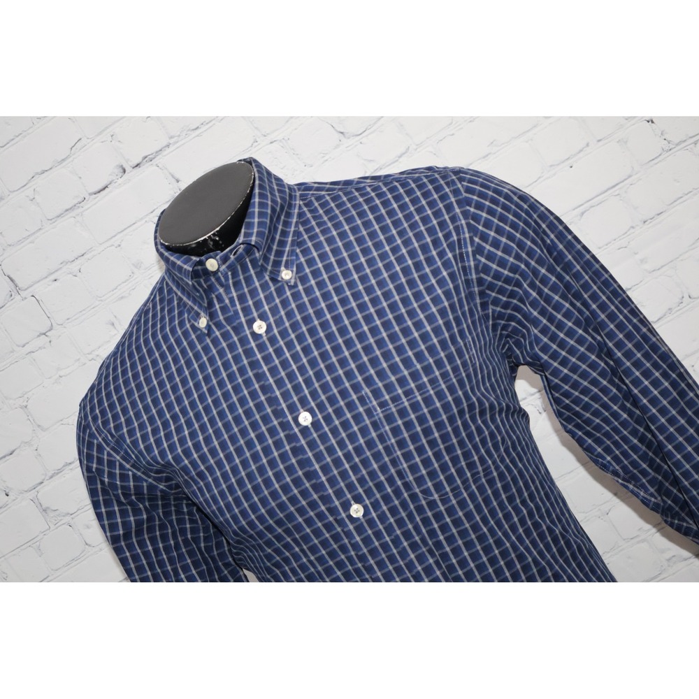 Brooks Brothers Dress Shirt Mens Medium Blue Regent Plaid Button Down
